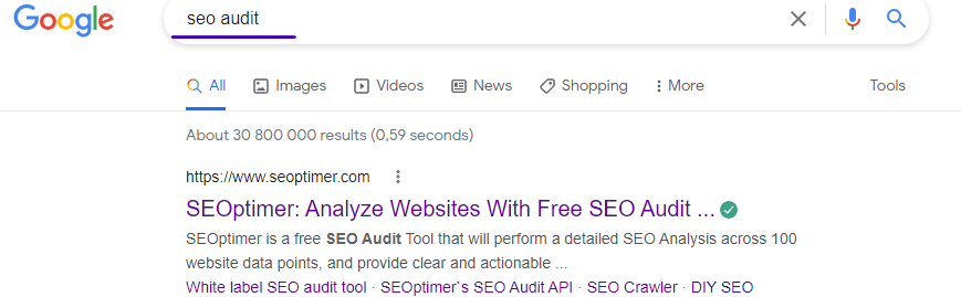 SEO-Audit-Schlüsselwort in Google-Suche